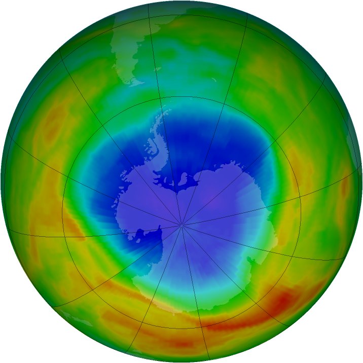 Antarctic ozone map for 09 October 1984